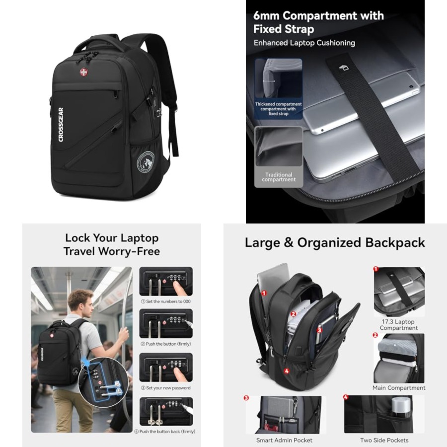 Laptop Backpack Anti Theft - 17.3'' Laptop Backpack for Men Women