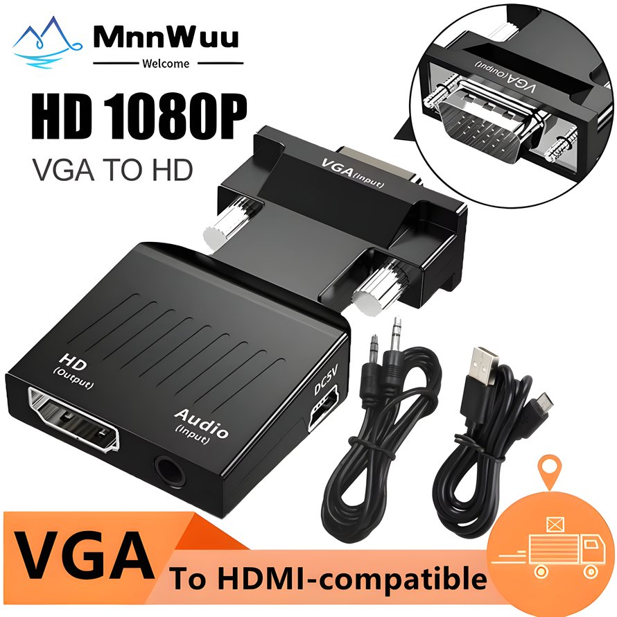 Hdmi Vga Adapter - VGA to HDMI-compatible Converter 1080P Male