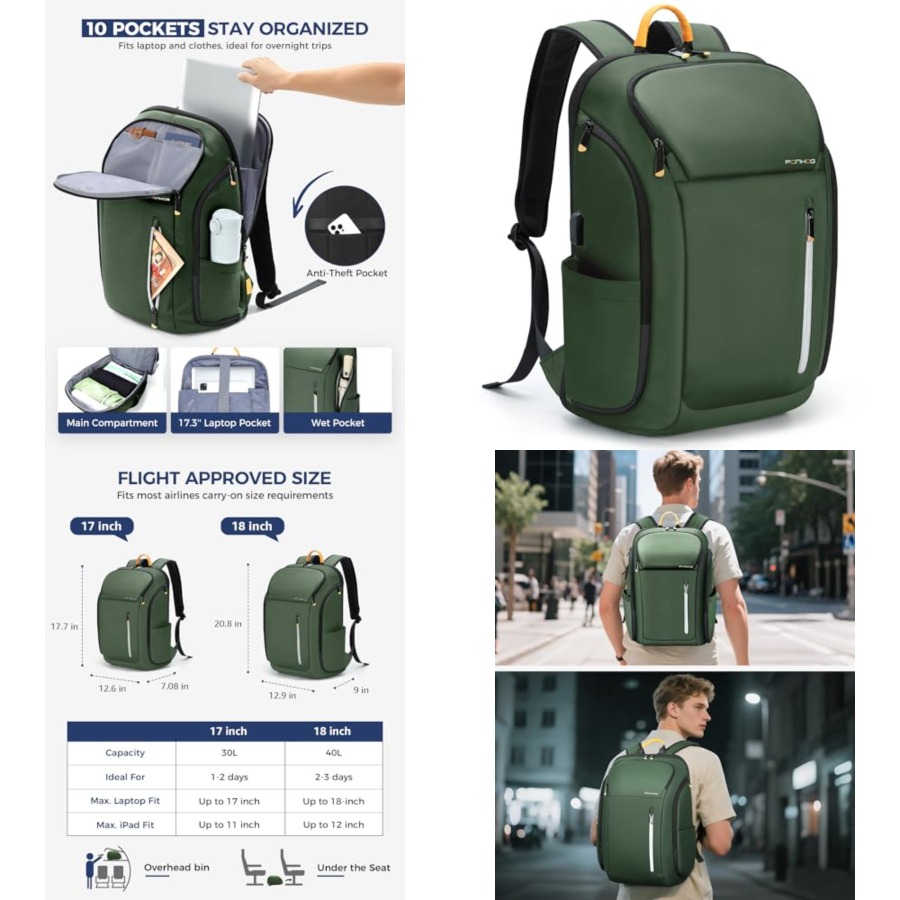 Laptop Backpack for Men, Buses - Laptop Backpack Anti Theft ulasan dan harga