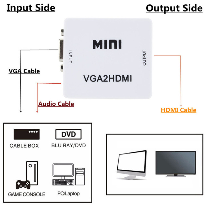 VGA To HDMI-Compatible Video A - Hdmi Vga Adapter ulasan dan harga