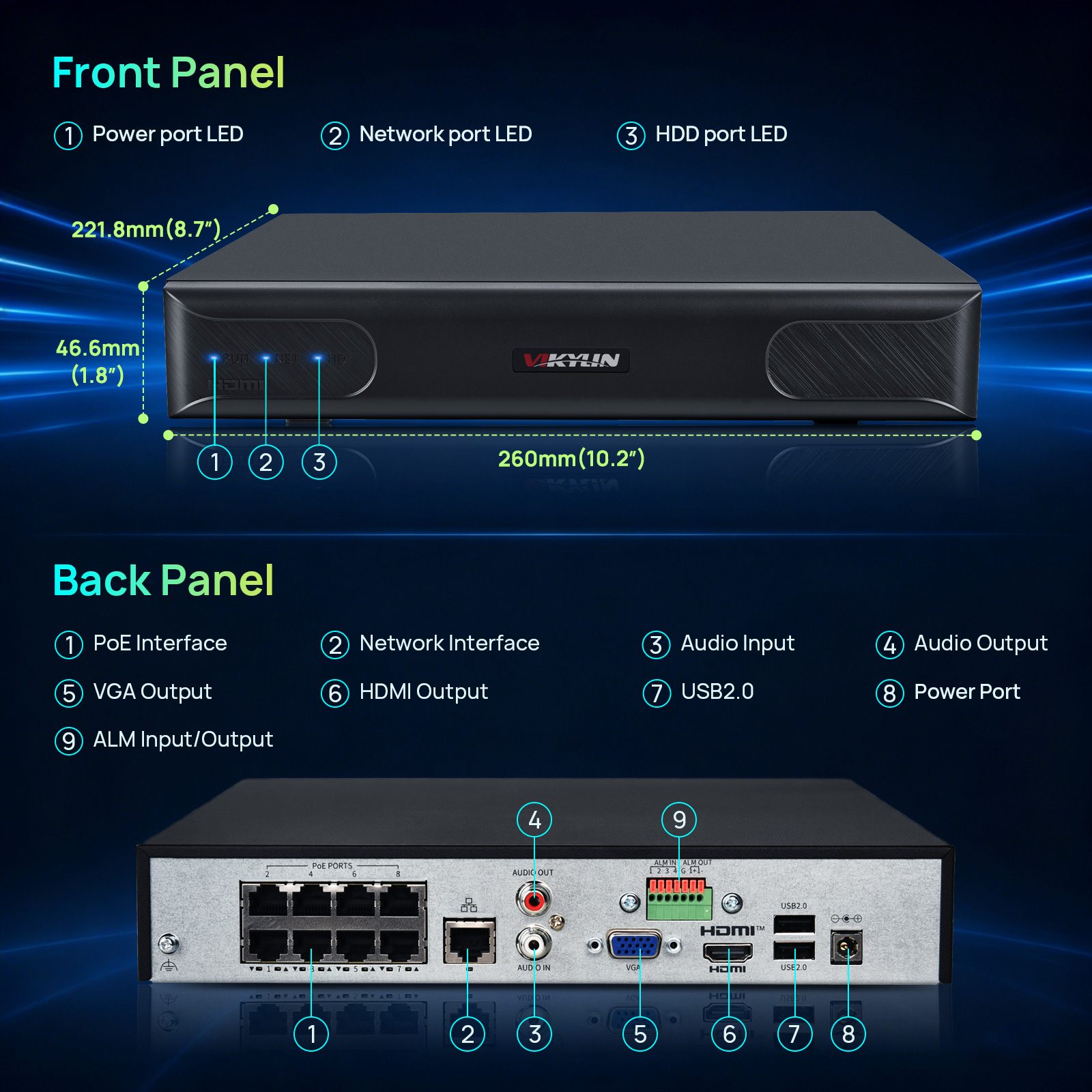Vikylin 4K NVR UP to 12MP 8CH  - Hdmi Vga Adapter ulasan dan harga