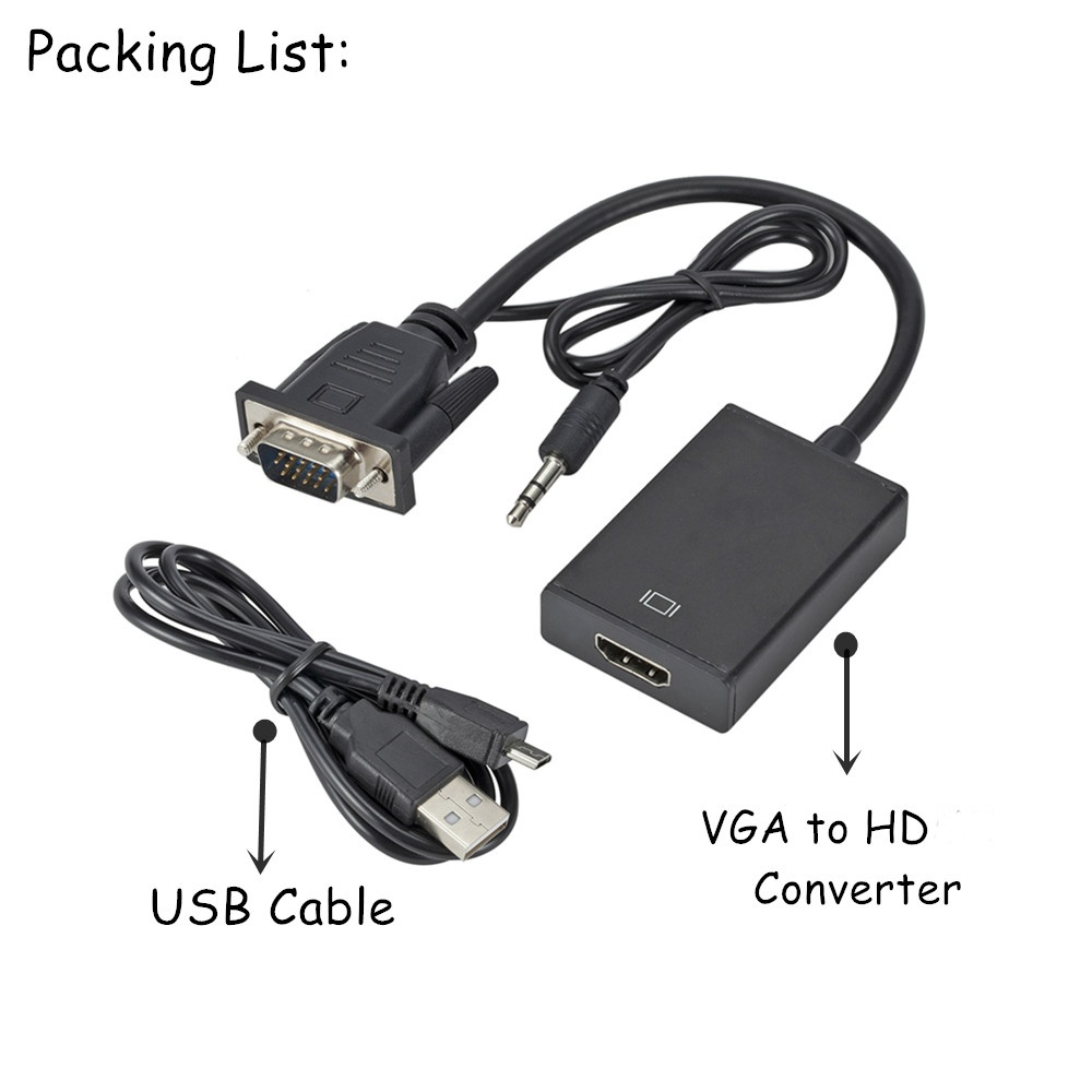 1080P HD VGA TO HD with 3.5mm  - Hdmi Vga Adapter ulasan dan harga
