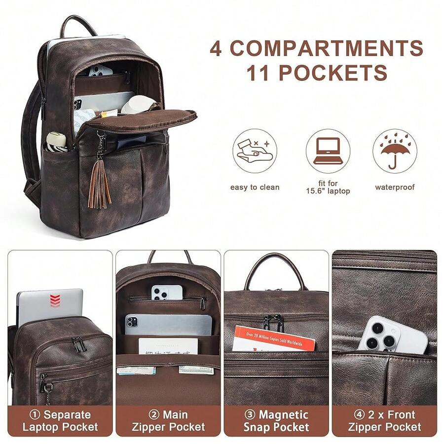 Large Capacity Leather Laptop  - Laptop Backpack Anti Theft ulasan dan harga