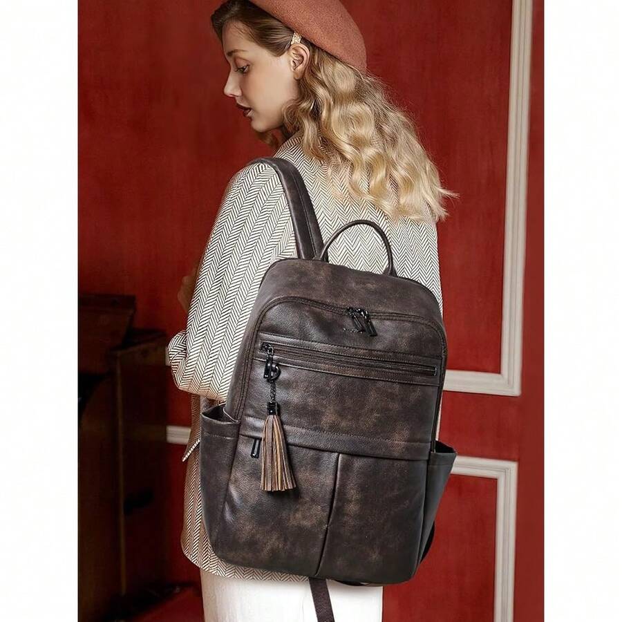 Large Capacity Leather Laptop  - Laptop Backpack Anti Theft ulasan dan harga